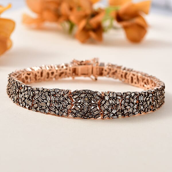 D'Joy Natural Champagne Diamond 5.00 Ctw Bracelet In 18K Vermeil Rose Gold Over Sterling Silver (7.25 In)