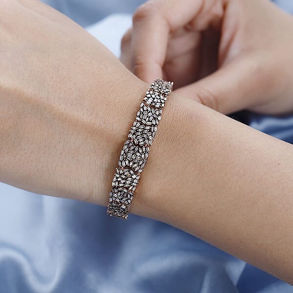 D'Joy Natural Champagne Diamond 5.00 Ctw Bracelet In 18K Vermeil Rose Gold Over Sterling Silver (7.25 In)
