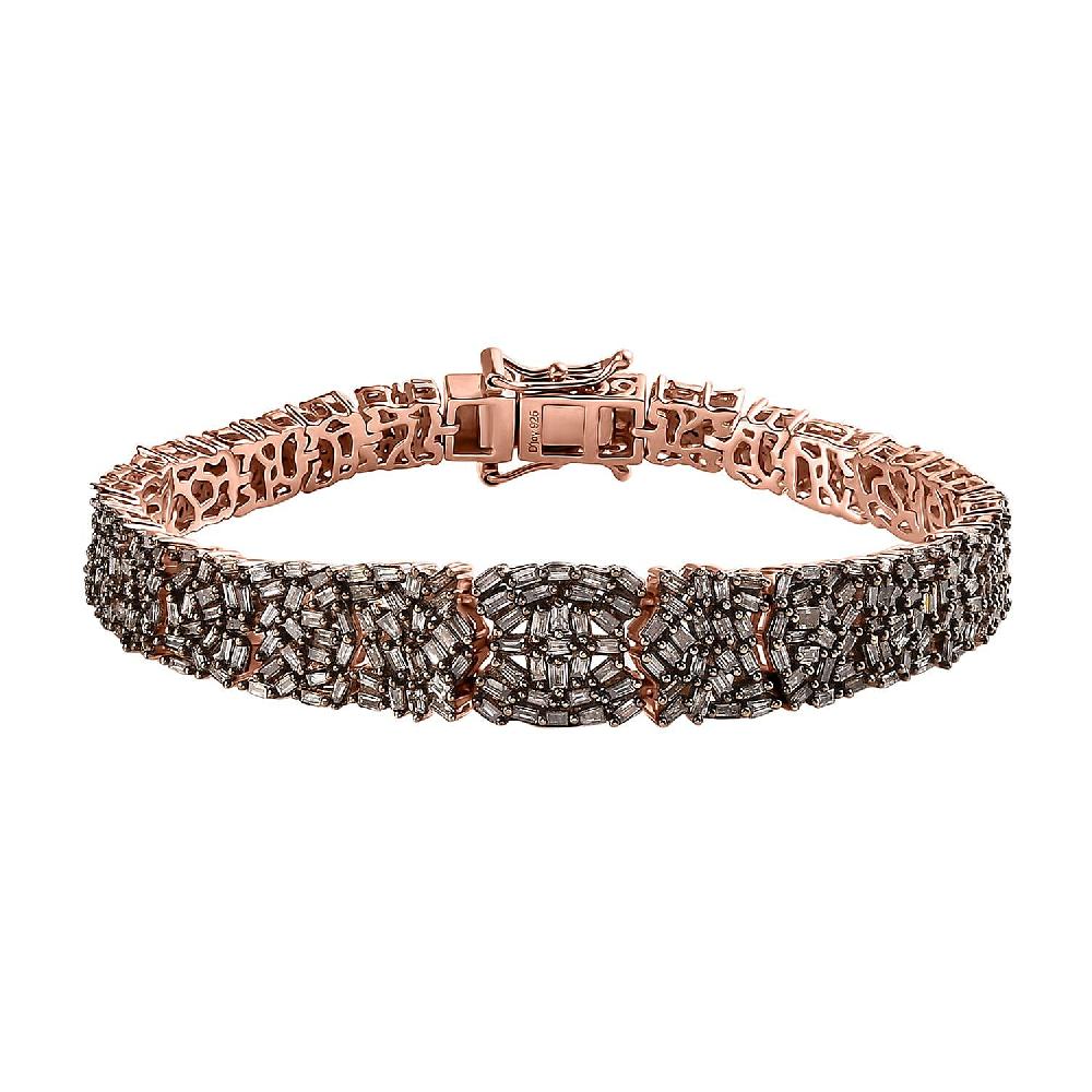 D'Joy Natural Champagne Diamond 5.00 ctw Bracelet in 18K Vermeil Rose Gold Over Sterling Silver (7.25 In)