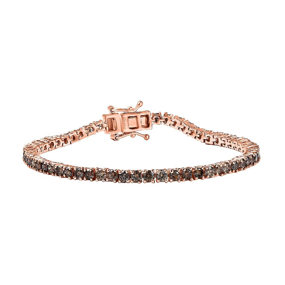 D'Joy Natural Champagne Diamond 5.00 ctw Tennis Bracelet in Vermeil Rose Gold Over Sterling Silver (6.50 In)