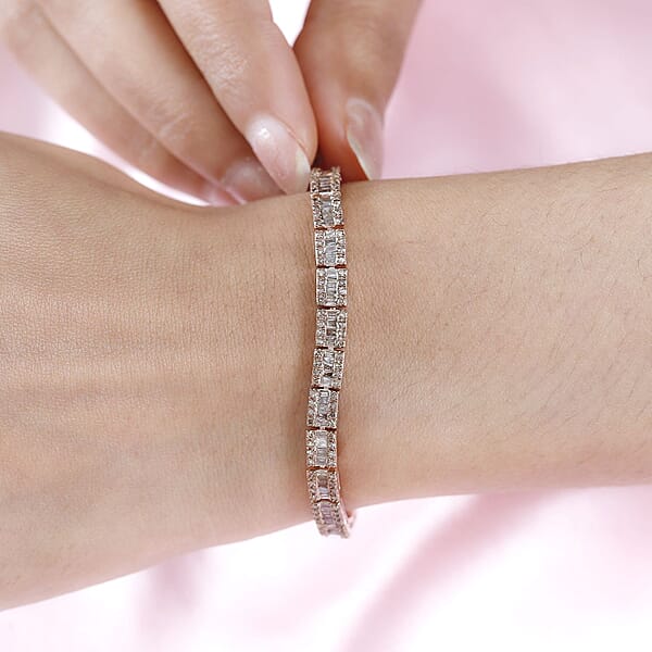 D'Joy Natural Champagne Diamond Bracelet In Vermeil Rose Gold Over Sterling Silver (7.25 In) 2.90 Ctw