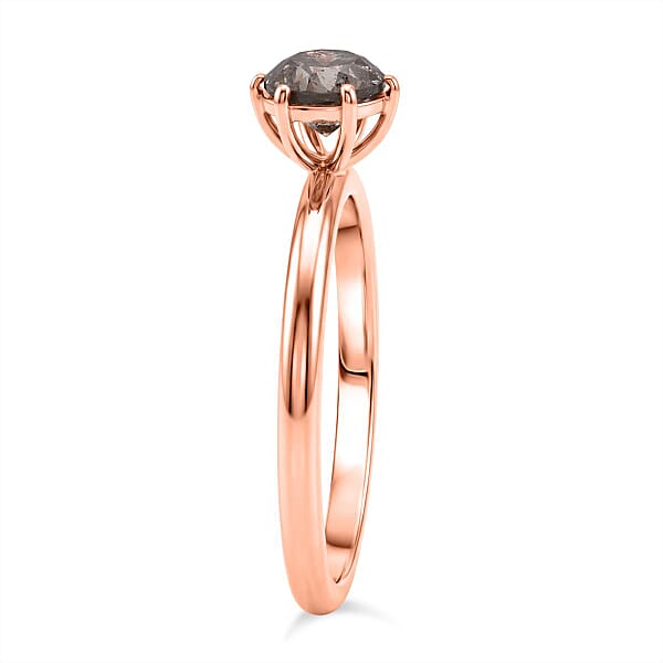 D'Joy Natural Champagne Diamond Solitaire Ring In 18K Vermeil RG Over Sterling Silver 1.00 Ctw
