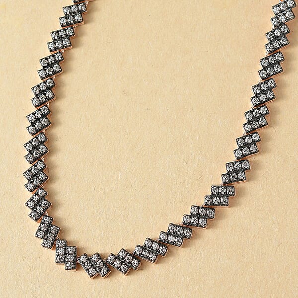 D'Joy Natural Champagne Zircon 12.30 Ctw Necklace 18 Inches In 18K Vermeil Rose Gold Over Sterling Silver