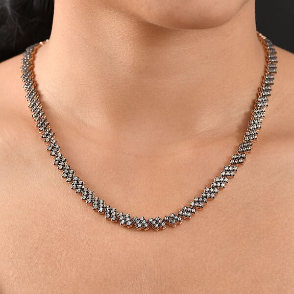 D'Joy Natural Champagne Zircon 12.30 Ctw Necklace 18 Inches In 18K Vermeil Rose Gold Over Sterling Silver