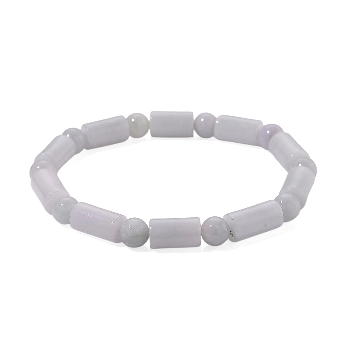 D'Joy Natural Jade 100.00 ctw Pillar Beaded Stretch Bracelet (6.50-7.0In)