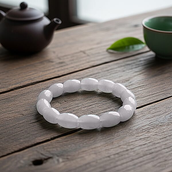 D'Joy Natural Jade 170.00 Ctw Rice Beaded Stretch Bracelet (6.50-7.0In)