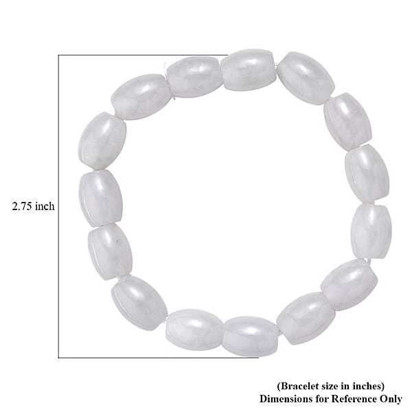 D'Joy Natural Jade 170.00 Ctw Rice Beaded Stretch Bracelet (6.50-7.0In)