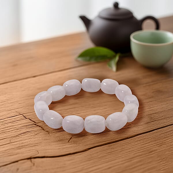 D'Joy Natural Jade 200.00 Ctw Cushion Beaded Stretch Bracelet (6.50-7.0In)