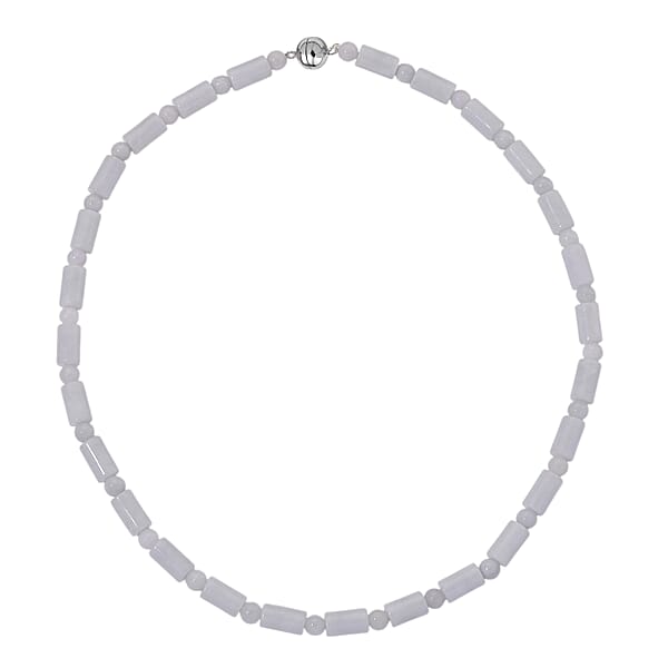 D'Joy Natural Jade 360.00 Ctw Pillar Beaded Necklace In Rhodium Over Sterling Silver 20 Inches