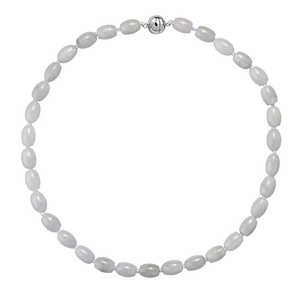 D'Joy Natural Jade 390.00 Ctw Rice Beaded Necklace In Rhodium Over Sterling Silver 20 Inches