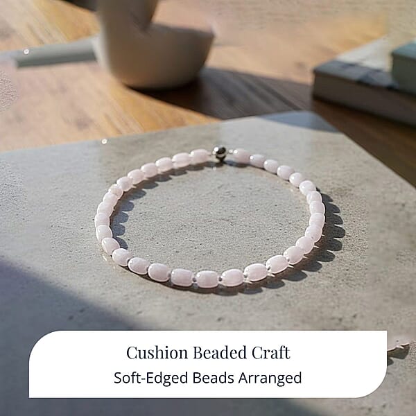 D'Joy Natural Jade 500.00 Ctw Cushion Beaded Necklace In Rhodium Over Sterling Silver 20 Inches
