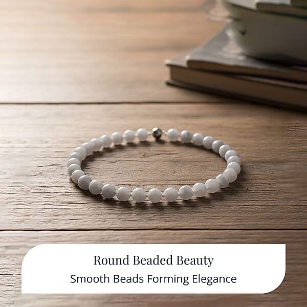 D'Joy Natural Jade 670.00 Ctw Round Beaded Necklace In Rhodium Over Sterling Silver 20 Inches