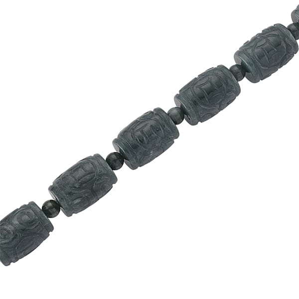 D'Joy Natural Olmec Jadeite 470.00 Ctw Beaded Necklace In Rhodium Over Sterling Silver 18-20 Inches