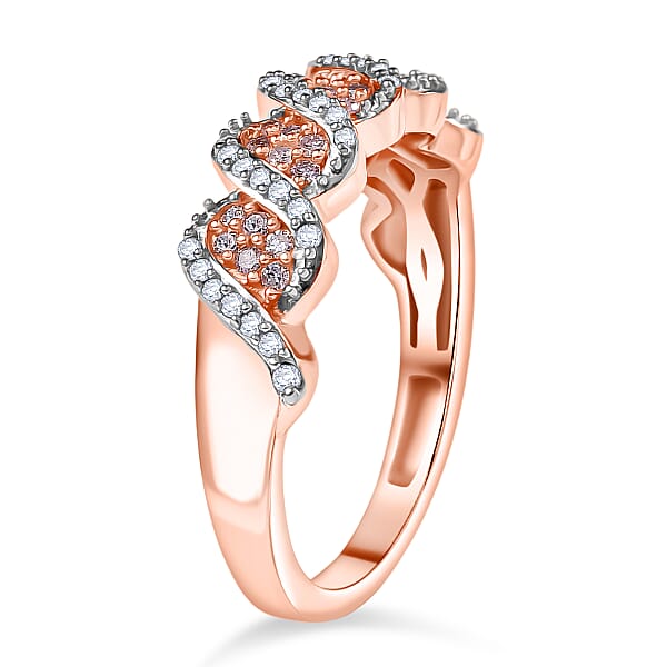 D'Joy Natural Pink And White Diamond I3 0.33 Ctw Eternal Swirl Ring In 18K Vermeil Rose Gold Over Sterling Silver