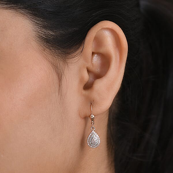 D'Joy Natural Pink And White Diamond I3 0.50 Ctw Endless Love Drop Earrings In 18K Vermeil Rose Gold Over Sterling Silver (Del. In 7-10 Days)