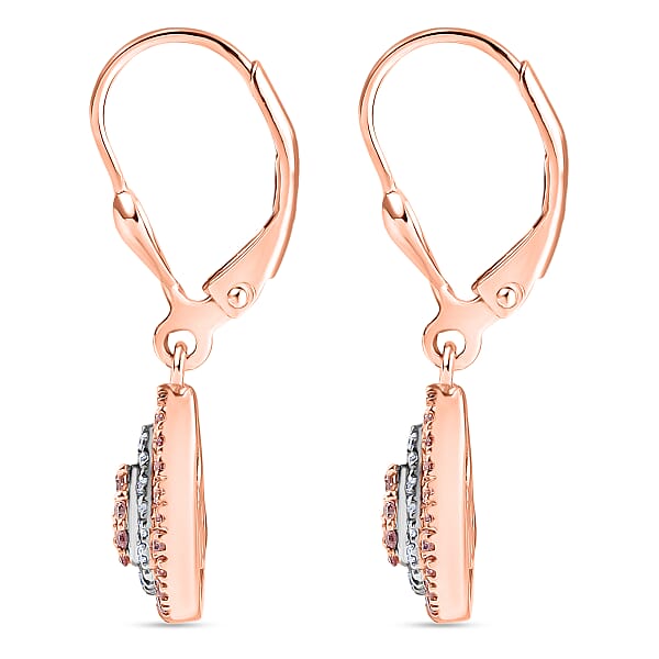 D'Joy Natural Pink And White Diamond I3 0.50 Ctw Endless Love Drop Earrings In 18K Vermeil Rose Gold Over Sterling Silver (Del. In 7-10 Days)