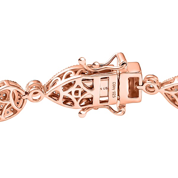 D'Joy Natural Pink And White Diamond I3 2.50 Ctw Endless Love Drop Bracelet In 18K Vermeil Rose Gold Over Sterling Silver (7.25 In) (Del. In 7-10 Days)