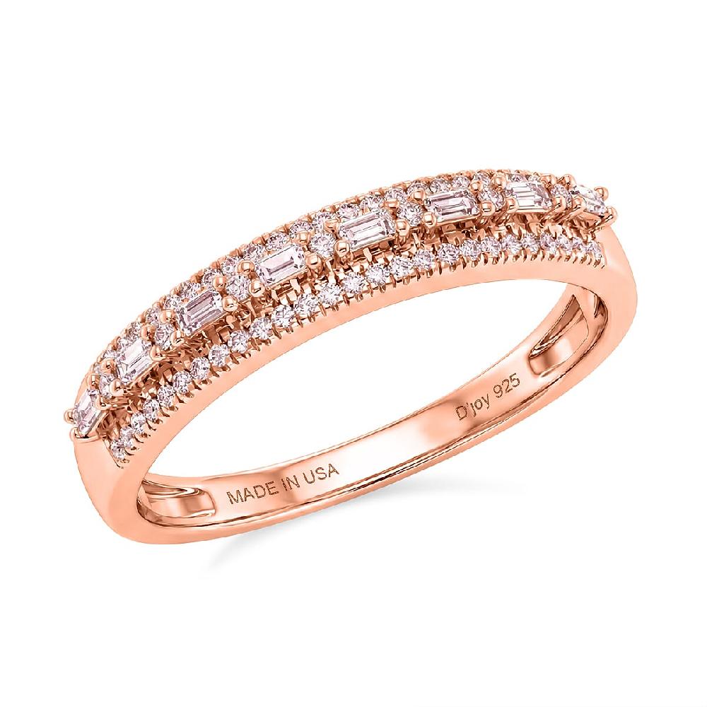 D'Joy Natural Pink Diamond (I3) 0.25 ctw Blush Promise Band Ring in 18K Vermeil Rose Gold Over Sterling Silver
