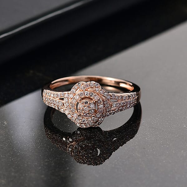 D'Joy Natural Pink Diamond I3 0.33 Ctw Ring In 18K Vermeil Rose Gold Over Sterling Silver
