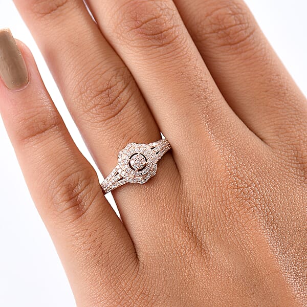 D'Joy Natural Pink Diamond I3 0.33 Ctw Ring In 18K Vermeil Rose Gold Over Sterling Silver