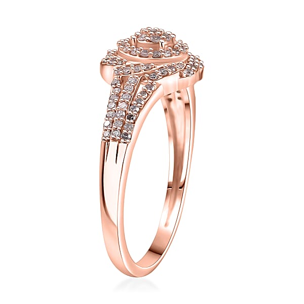 D'Joy Natural Pink Diamond I3 0.33 Ctw Ring In 18K Vermeil Rose Gold Over Sterling Silver