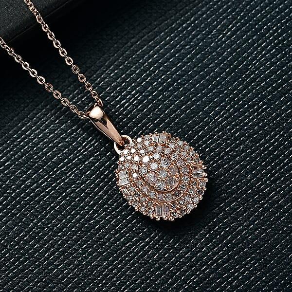 D'Joy Natural Pink Diamond I3 0.50 Ctw Pendant Necklace In 18K Vermeil Rose Gold Over Sterling Silver 20 Inches