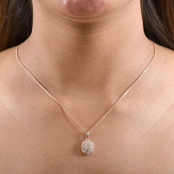 D'Joy Natural Pink Diamond I3 0.50 Ctw Pendant Necklace In 18K Vermeil Rose Gold Over Sterling Silver 20 Inches