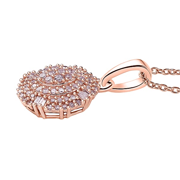 D'Joy Natural Pink Diamond I3 0.50 Ctw Pendant Necklace In 18K Vermeil Rose Gold Over Sterling Silver 20 Inches