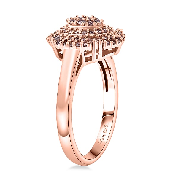 D'Joy Natural Pink Diamond I3 0.50 Ctw Rose Empress Ring In 18K Vermeil Rose Gold Over Sterling Silver