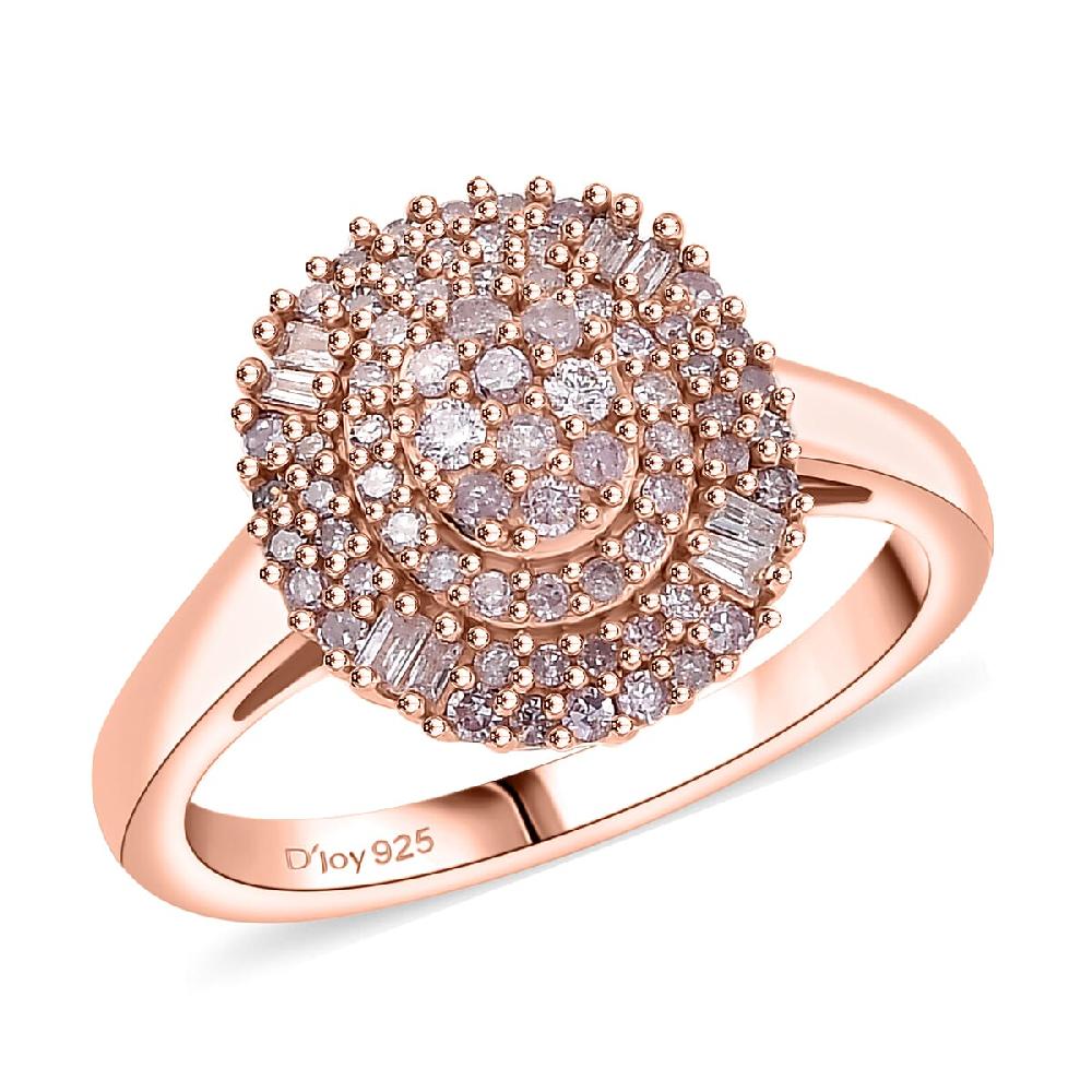 D'Joy Natural Pink Diamond I3 0.50 ctw Rose Empress Ring in 18K Vermeil Rose Gold Over Sterling Silver