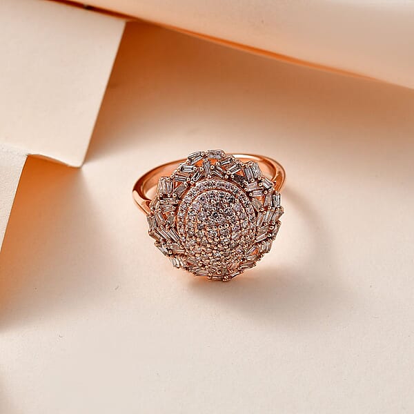 D'Joy Natural Pink Diamond I3 1.00 Ctw Lightburst Ring In 18K Vermeil Rose Gold Over Sterling Silver (Del. In 7-10 Days)