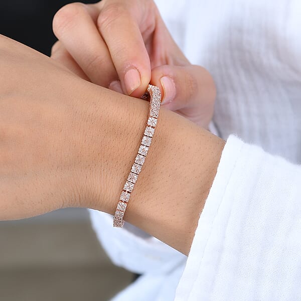 D'Joy Natural Pink Diamond I3 2.00 Ctw Floral Bracelet In Vermeil Rose Gold Over Sterling Silv (7.50 In)
