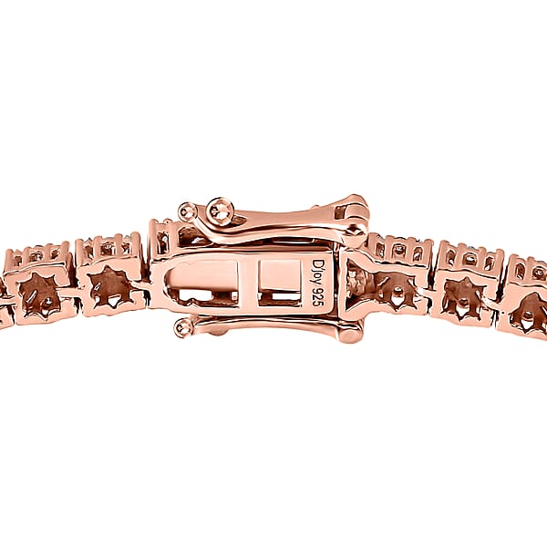 D'Joy Natural Pink Diamond I3 2.00 Ctw Floral Bracelet In Vermeil Rose Gold Over Sterling Silv (7.50 In)