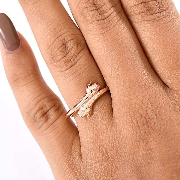 D'Joy Natural Pink Diamond (I3) Accent Ring In 18K Vermeil RG Over Sterling Silver