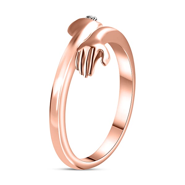 D'Joy Natural Pink Diamond (I3) Accent Ring In 18K Vermeil RG Over Sterling Silver
