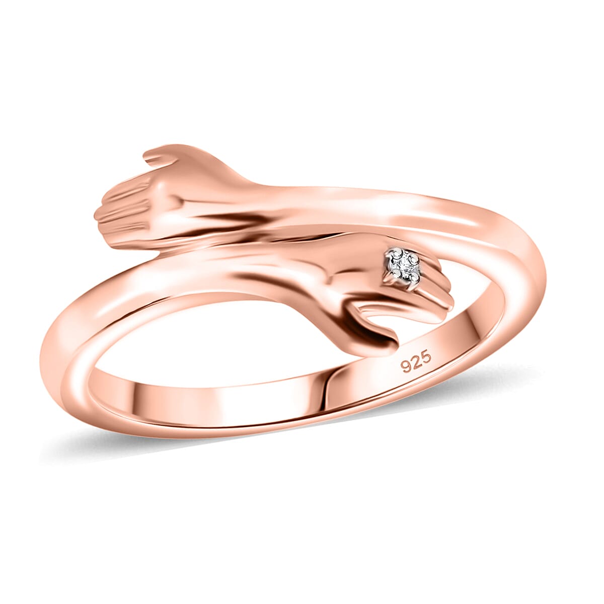 D'Joy Natural Pink Diamond (I3) Accent Ring in 18K Vermeil RG Over Sterling Silver