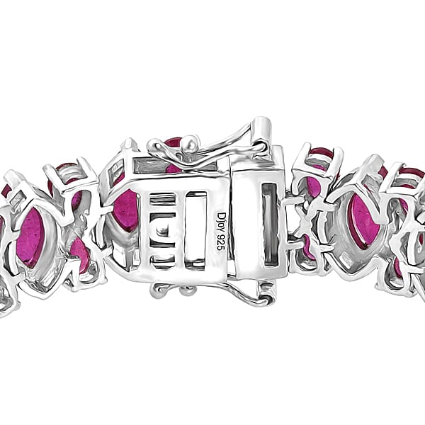 D'Joy Niassa Ruby (FF) 33.50 Ctw Royal Lineage Bracelet In Rhodium Over Sterling Silver (7.25 In)