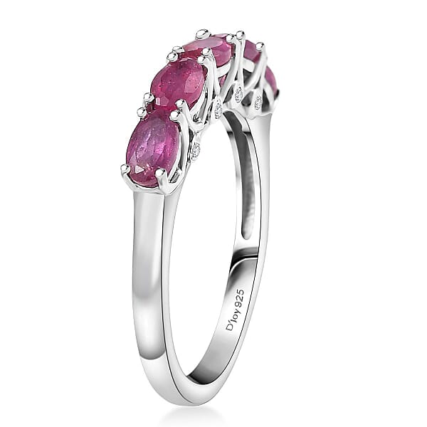 D'Joy Niassa Ruby (FF) And Moissanite 1.90 Ctw Ring In Platinum Over Sterling Silver
