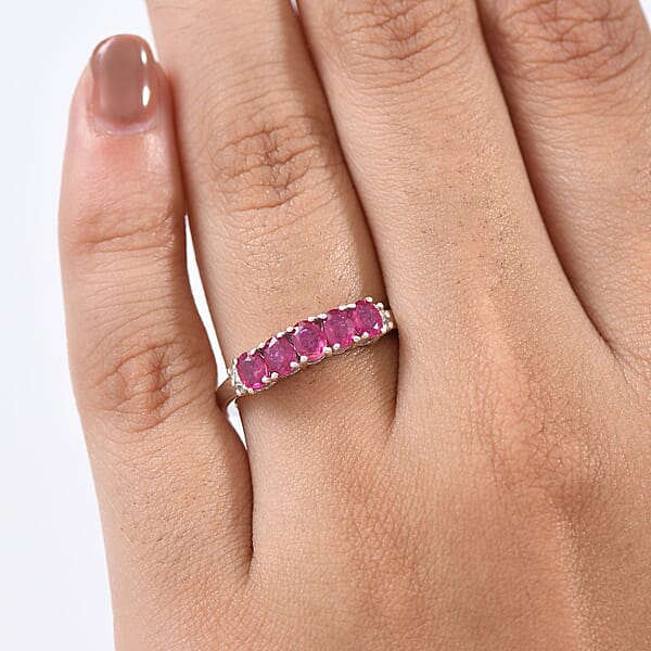 D'Joy Niassa Ruby (FF) And White Zircon 1.45 Ctw Ring In Rhodium Over Sterling Silver
