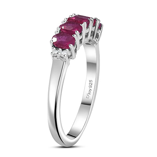 D'Joy Niassa Ruby (FF) And White Zircon 1.45 Ctw Ring In Rhodium Over Sterling Silver