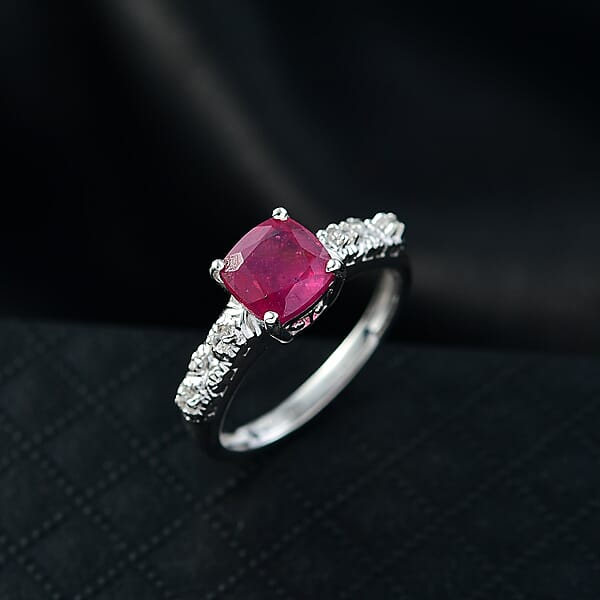 D'Joy Niassa Ruby (FF) White Zircon Ring In Platinum Over Sterling Silver 2.50 Ctw