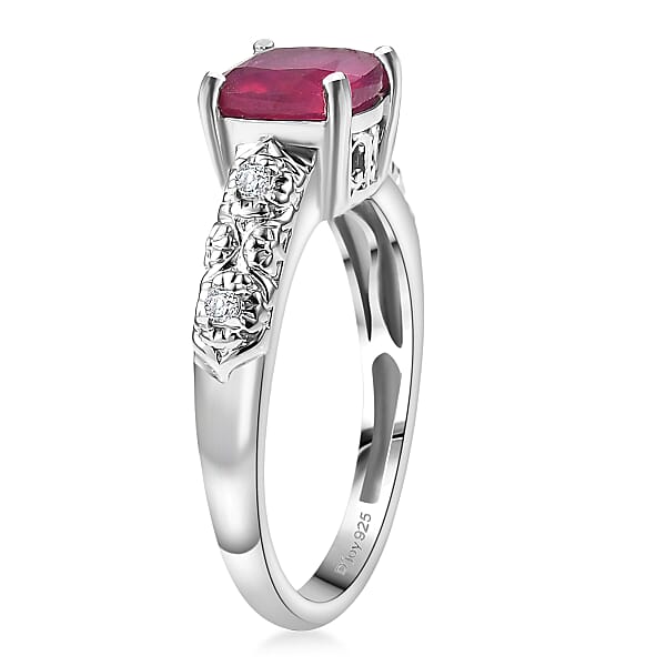 D'Joy Niassa Ruby (FF) White Zircon Ring In Platinum Over Sterling Silver 2.50 Ctw