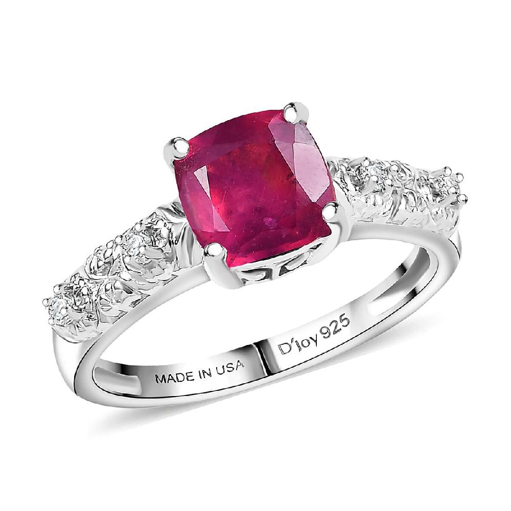 D'Joy Niassa Ruby (FF) White Zircon Ring in Platinum Over Sterling Silver 2.50 ctw