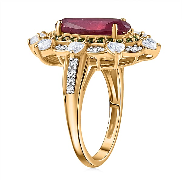 D Joy Niassa Ruby Multi Gemstone Heart Ring In 18K Vermeil YG Over Sterling Silver 6.50 Ctw