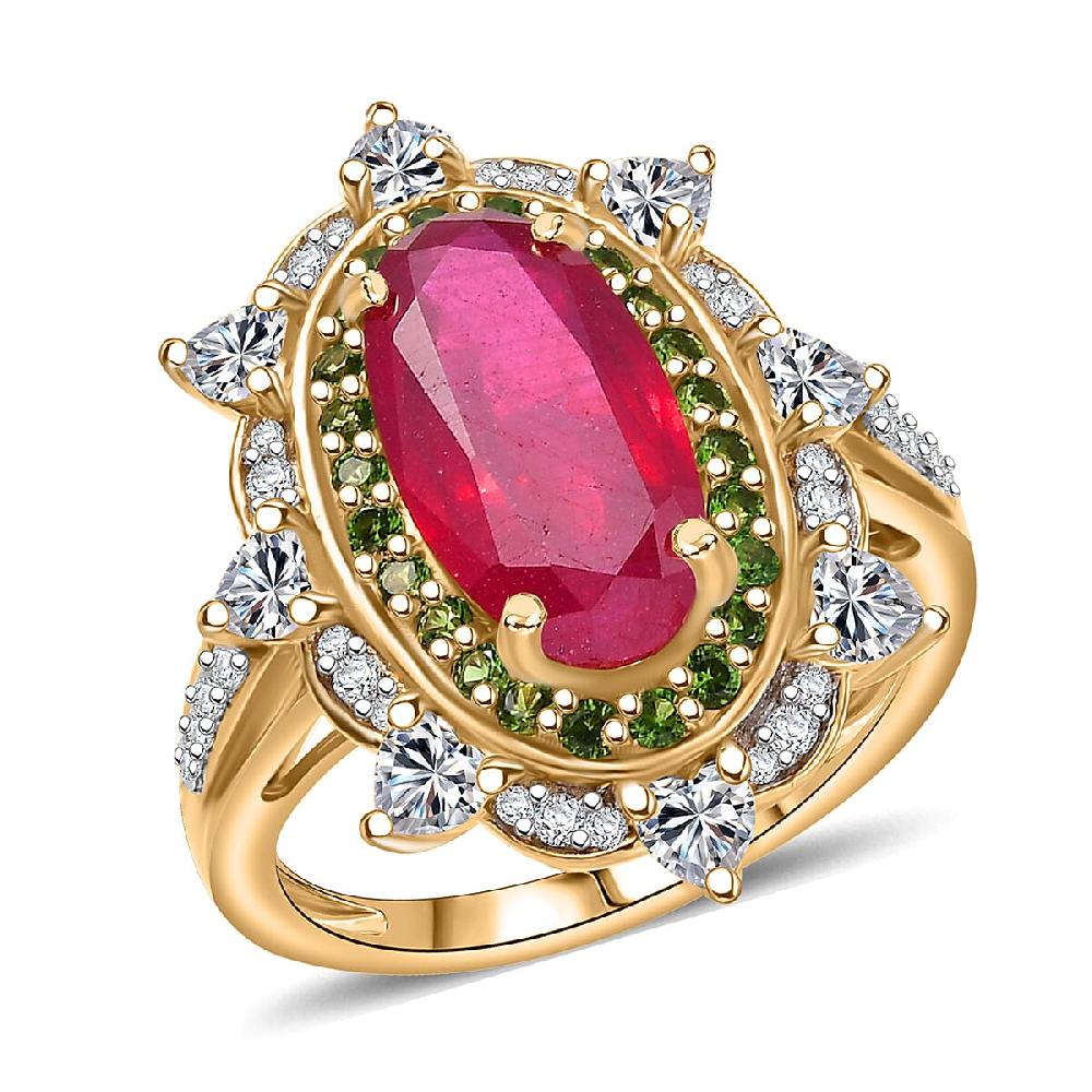 D Joy Niassa Ruby Multi Gemstone Heart Ring in 18K Vermeil YG Over Sterling Silver 6.50 ctw