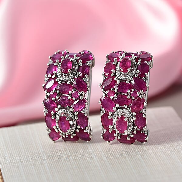 D'Joy Niassa Ruby White Zircon Art Deco Earrings In Rhodium Over Sterling Silver 13.25 Ctw