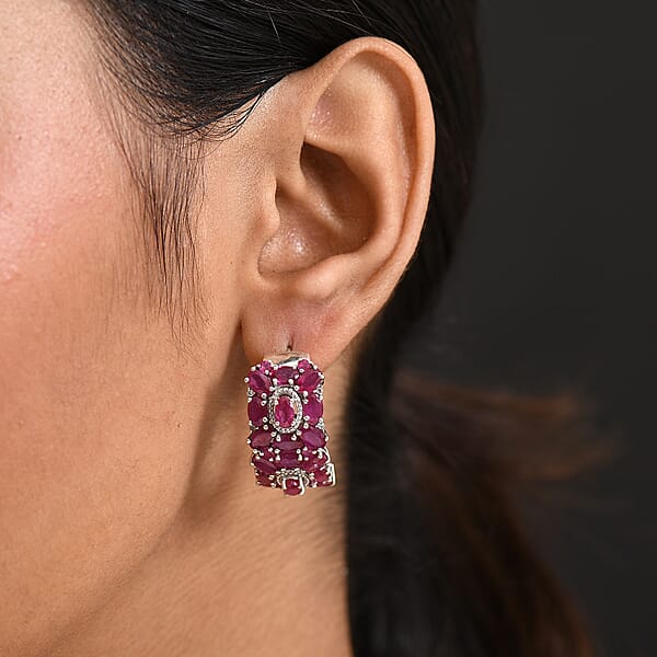 D'Joy Niassa Ruby White Zircon Art Deco Earrings In Rhodium Over Sterling Silver 13.25 Ctw