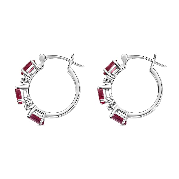D'Joy Niassa Ruby White Zircon Hoop Earrings In Rhodium Over Sterling Silver 3.80 Ctw