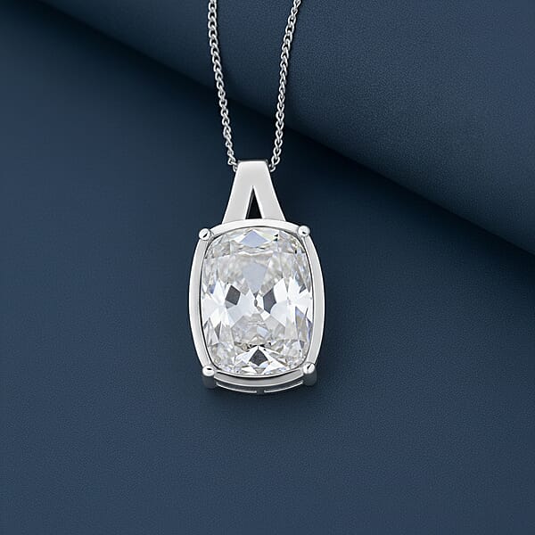 D'Joy Old Mine Cut Moissanite 10.00 Ctw Pendant Necklace In Rhodium Over Sterling Silver 18 Inches