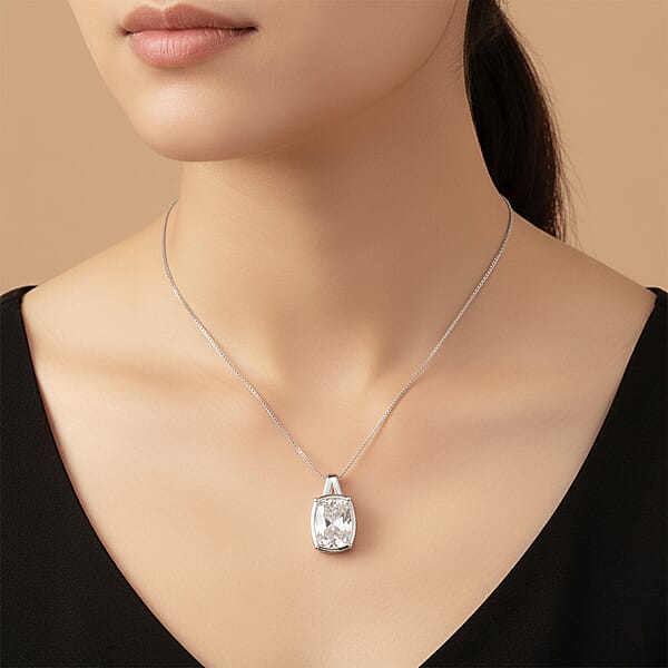 D'Joy Old Mine Cut Moissanite 10.00 Ctw Pendant Necklace In Rhodium Over Sterling Silver 18 Inches